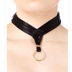 **LUXURY** BORDELLE  black gold O ring Asobi Collar in Black new with tags